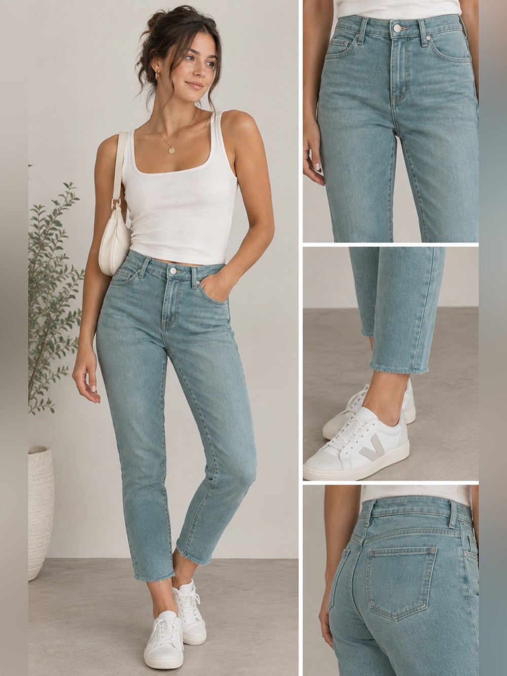 Nine West Gramercy Skinny Ankle Jeans Light Teal Green Denim Size 4